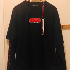 GCDS Crew Neck Long Sleeve Black T-shirt NWT